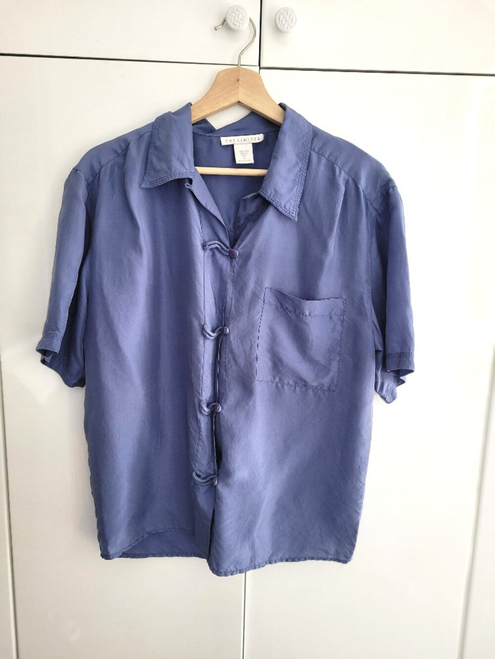 Vintage The Limited 90s 100% Silk Shirt with Chinese Knot Buttons Size S